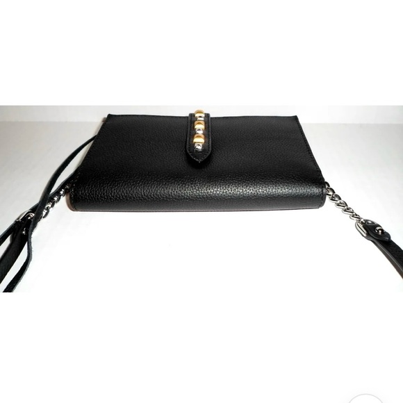 $178 REBECCA MINKOFF Black Leather Multi Studded Wallet Purse Crossbody NWT - Picture 7 of 16